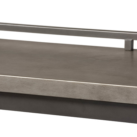 Baxton Studio Noll Grey Upholstered 3-Piece Multipurpose Metal Counter Table Set 159-9843